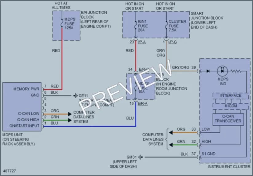 2016 Kia Sedona Electronic Power Steering wiring diagram preview