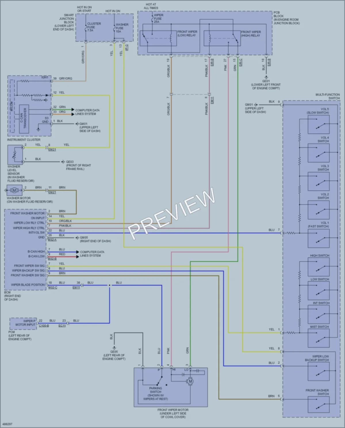 2016 Kia Sedona Wiper Washer wiring diagram preview