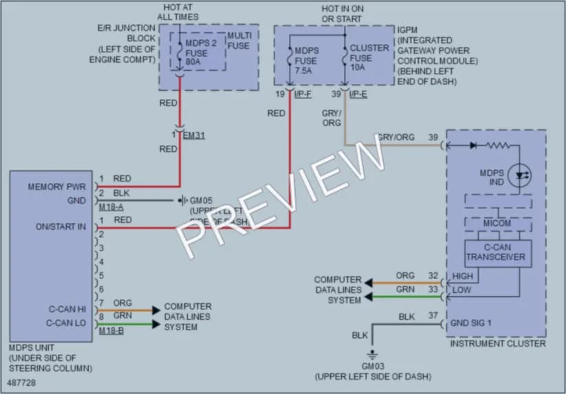 2016 Kia Sorento Electronic Power Steering wiring diagram preview