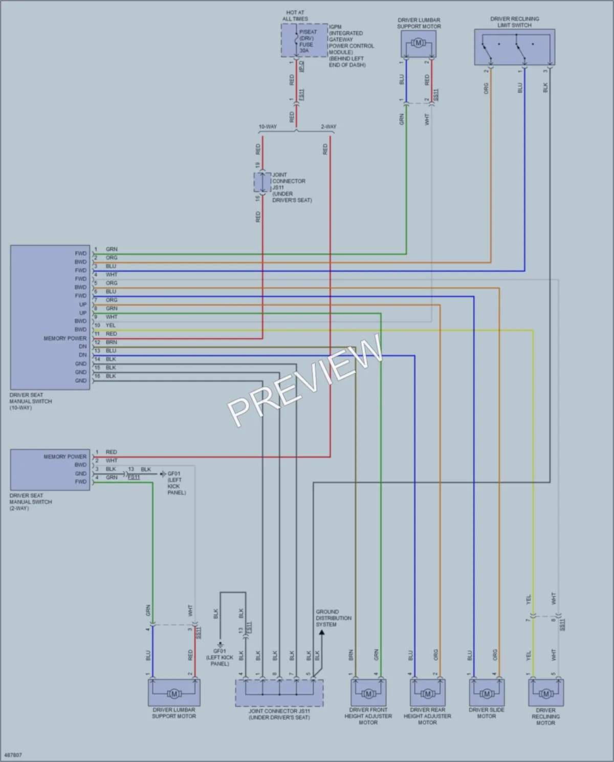 2016 Kia Sorento Power Seats wiring diagram preview