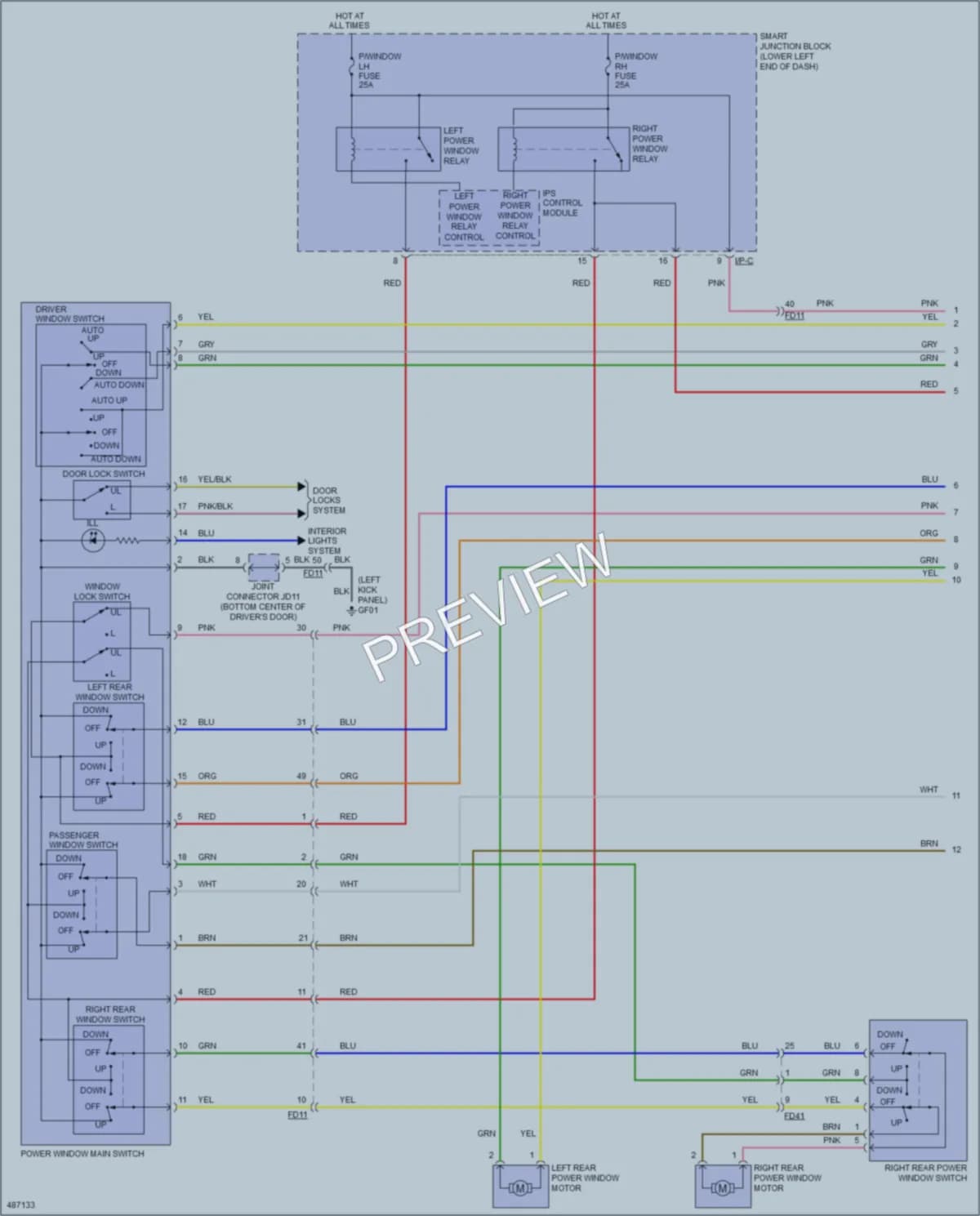 2016 Kia SoulEV Power Windows wiring diagram preview