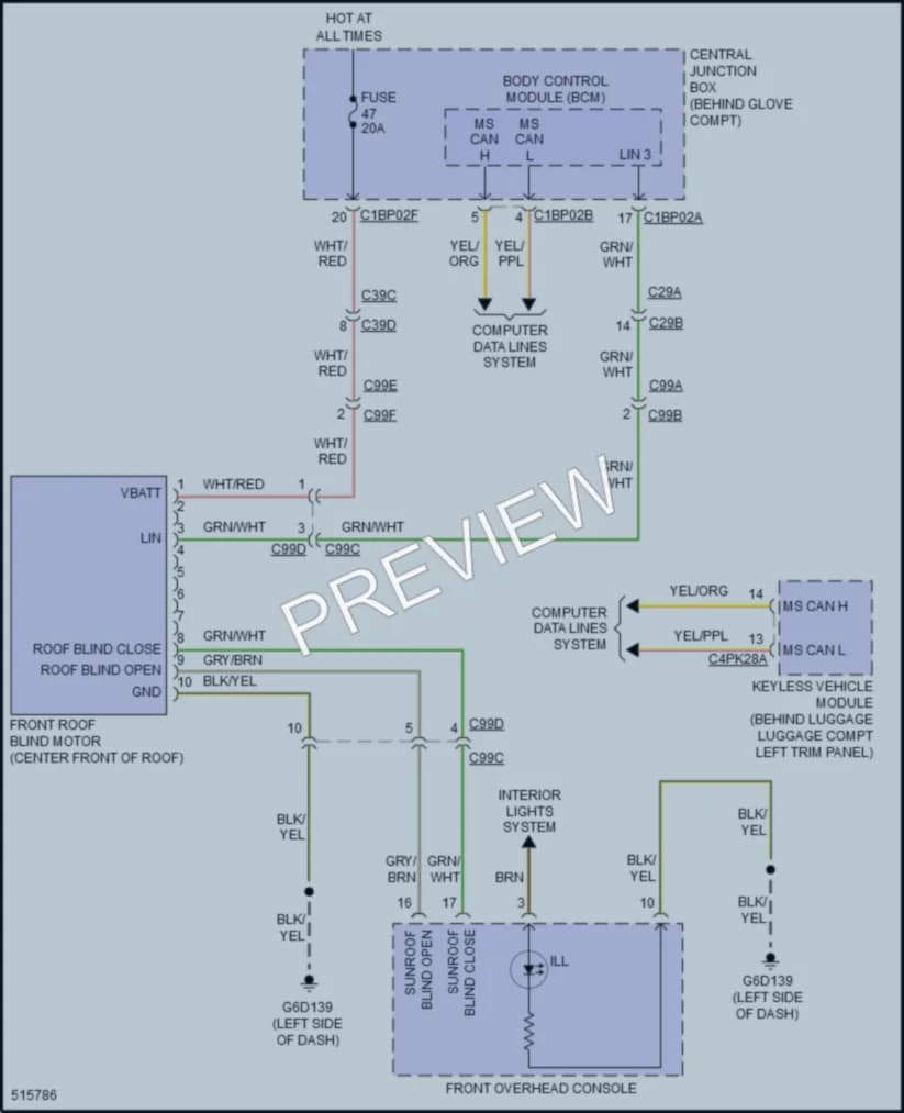 2016 LandRover DiscoverySport Power Top Sunroof wiring diagram preview