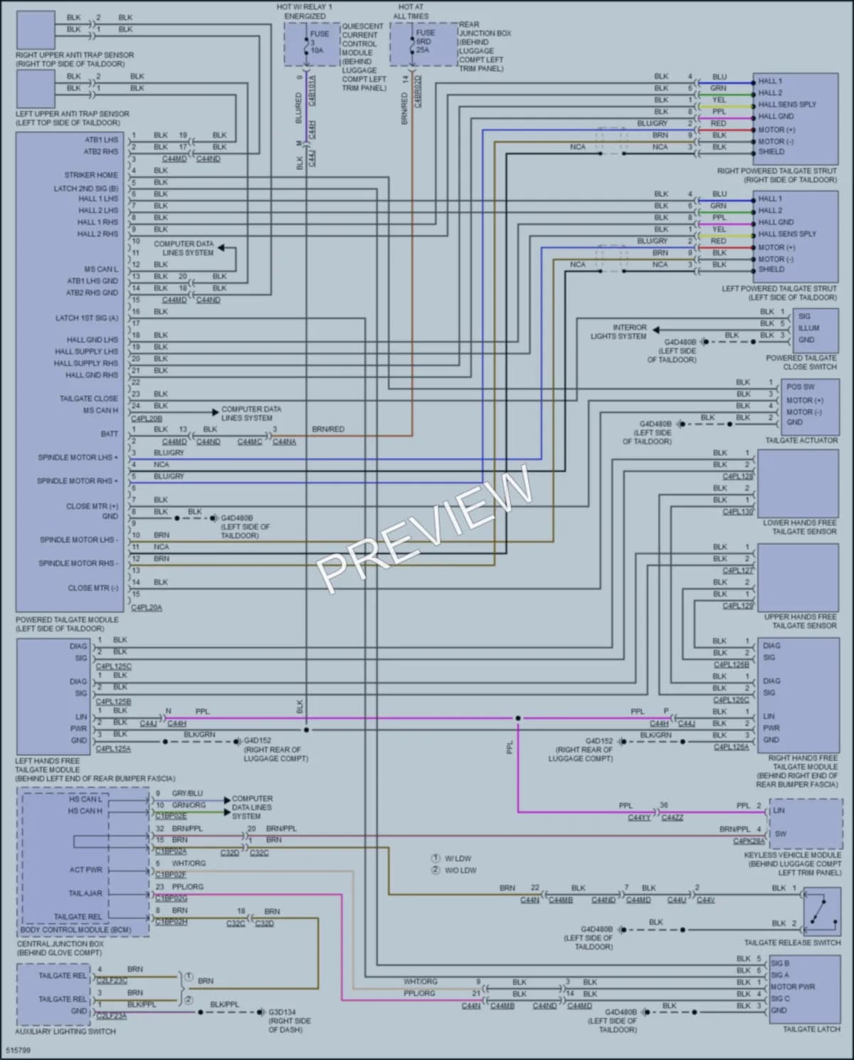2016 LandRover DiscoverySport Trunk Tailgate Fuel Door wiring diagram preview