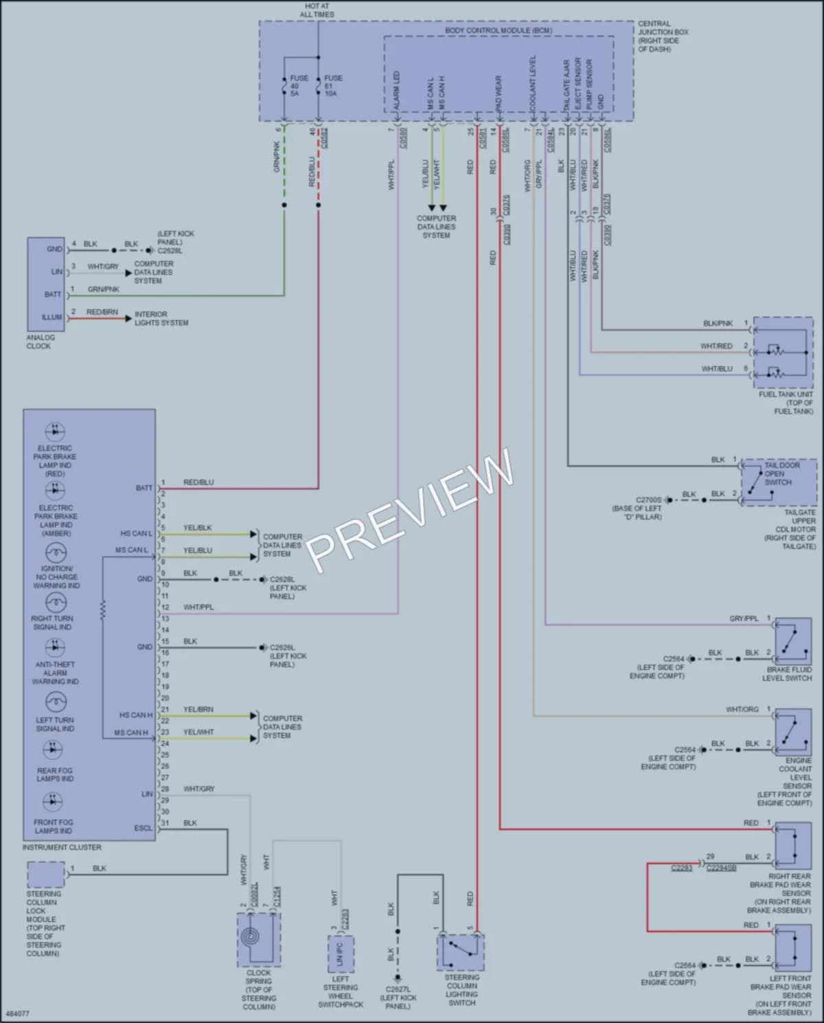 2016 LandRover LR4 Instrument Cluster wiring diagram preview