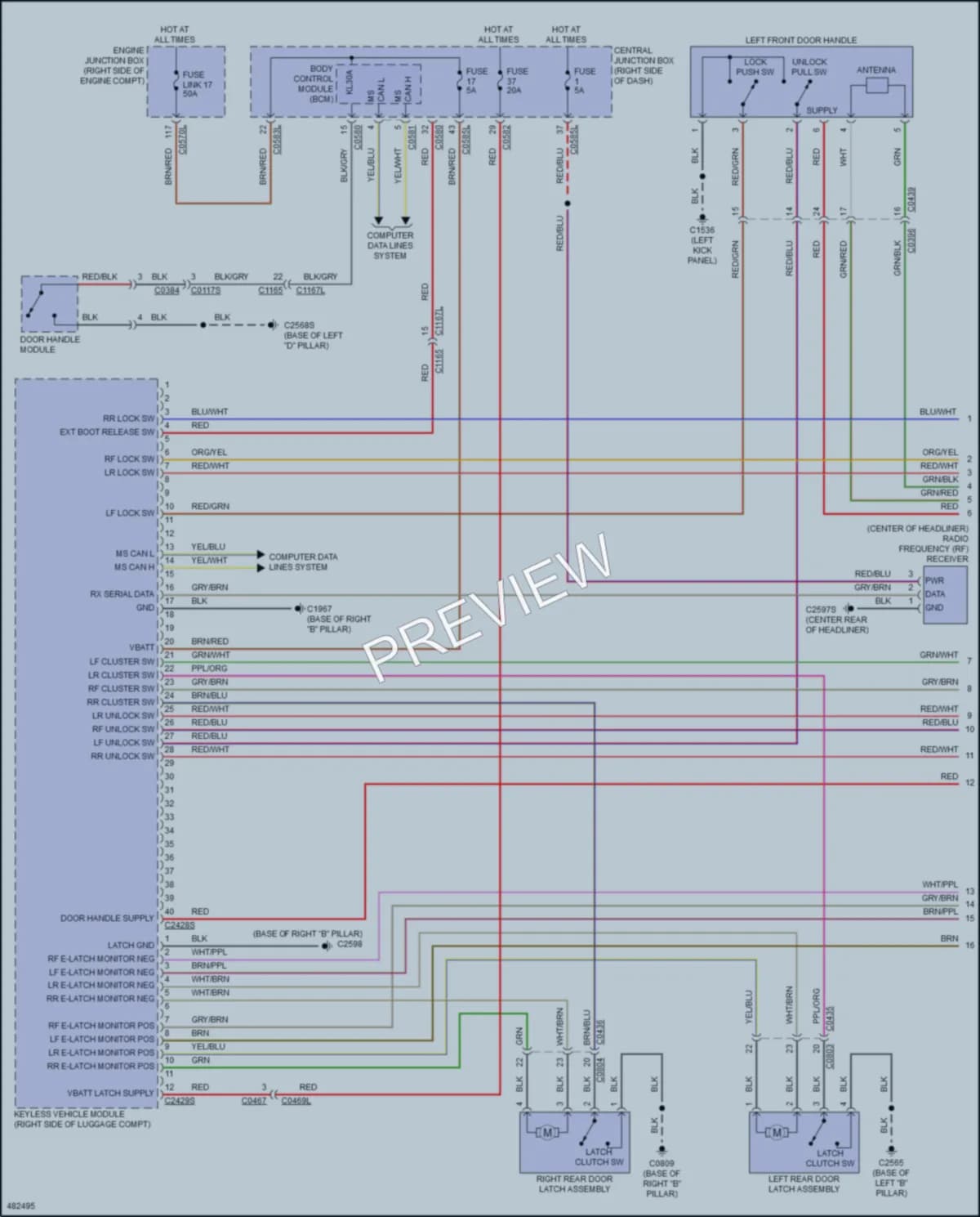 2016 LandRover LR4 Power Door Locks wiring diagram preview