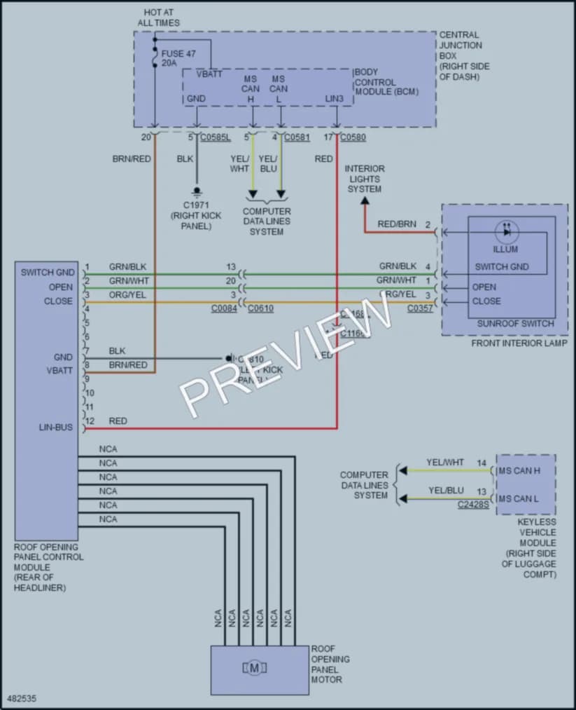 2016 LandRover LR4 Power Top Sunroof wiring diagram preview