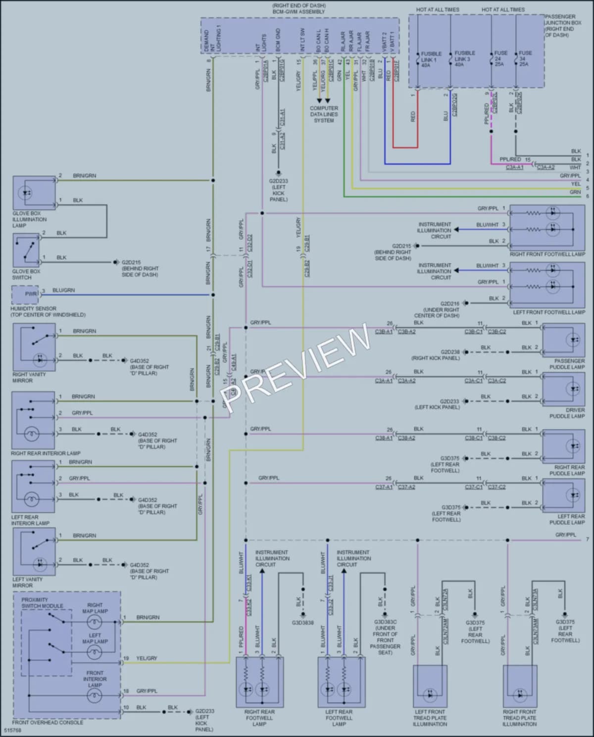 2016 LandRover RangeRover Interior Lights wiring diagram preview