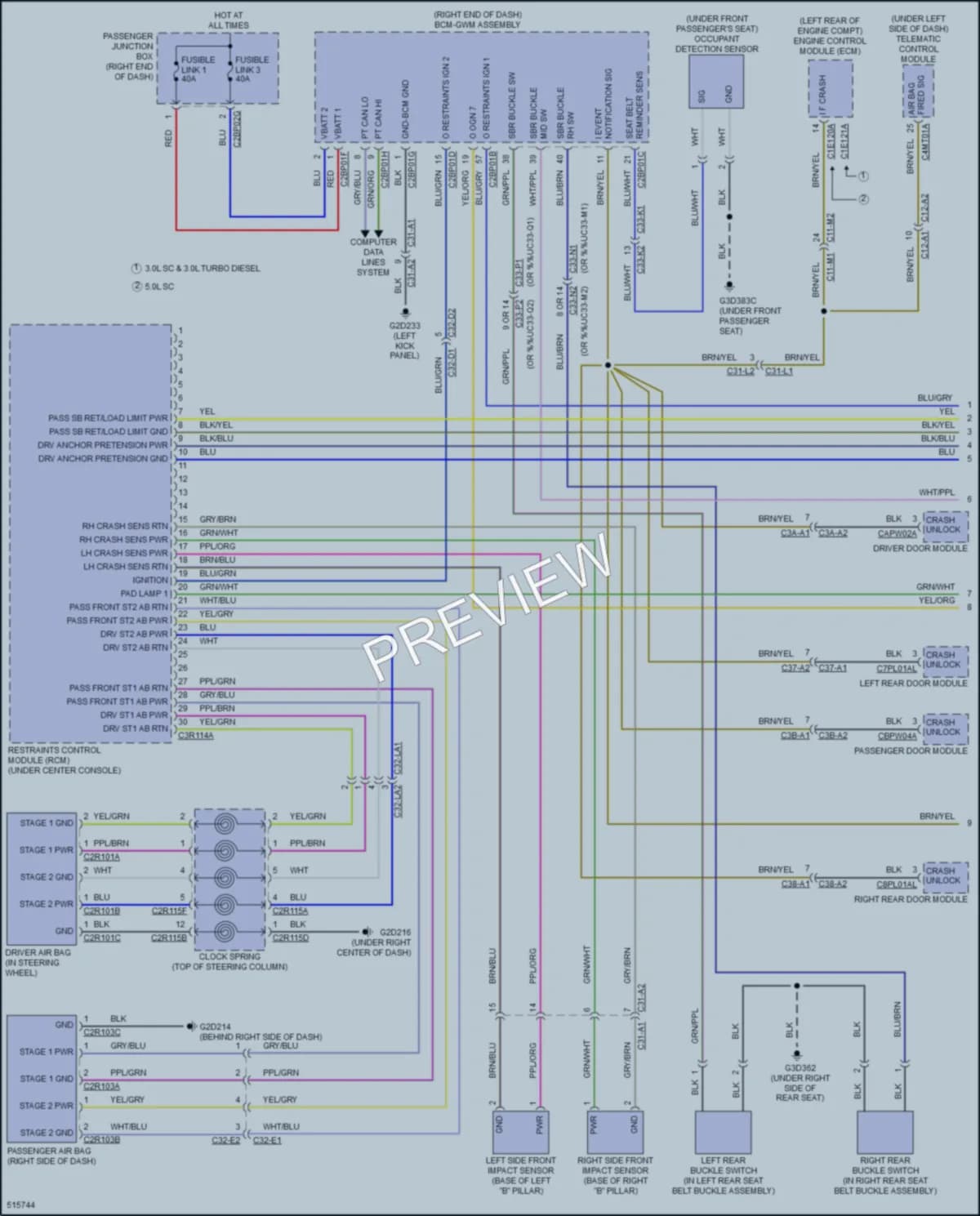 2016 LandRover RangeRover Supplemental Restraints wiring diagram preview