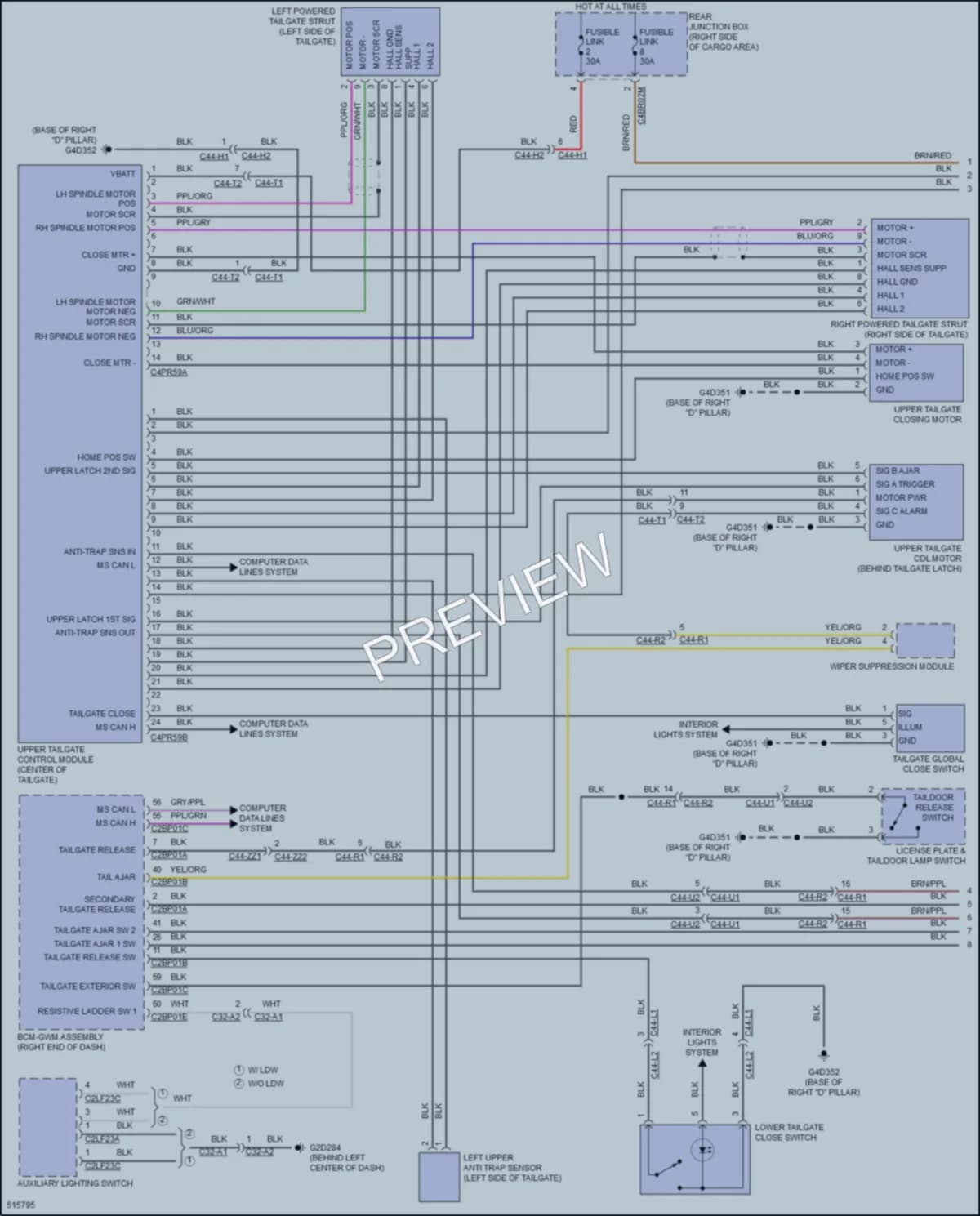 2016 LandRover RangeRover Trunk Tailgate Fuel Door wiring diagram preview