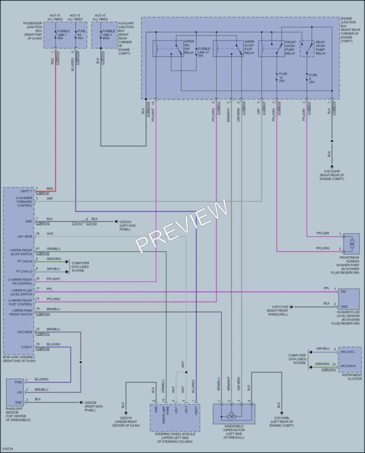 2016 LandRover RangeRover Wiper Washer wiring diagram preview