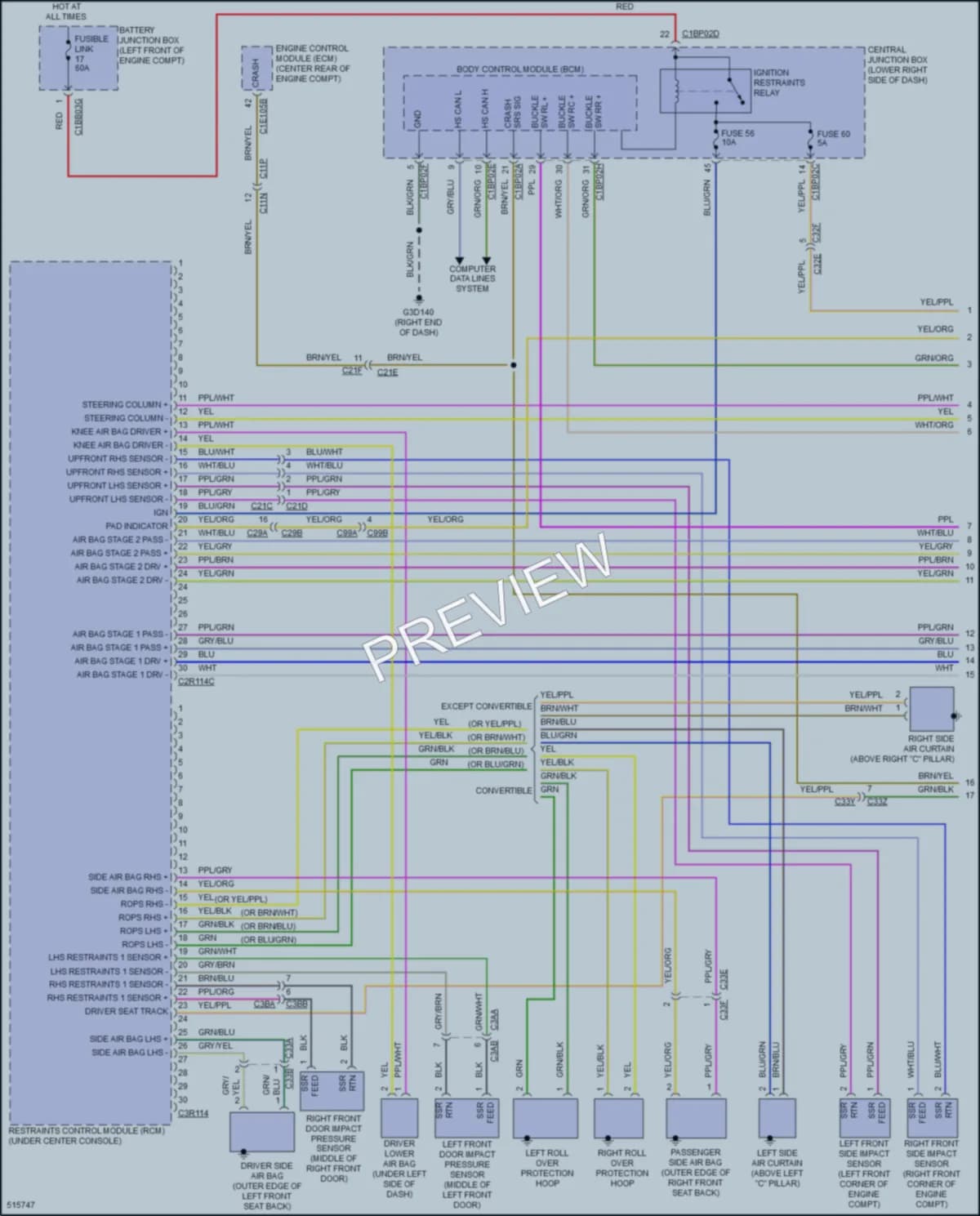 2016 LandRover RangeRoverEvoque Supplemental Restraints wiring diagram preview