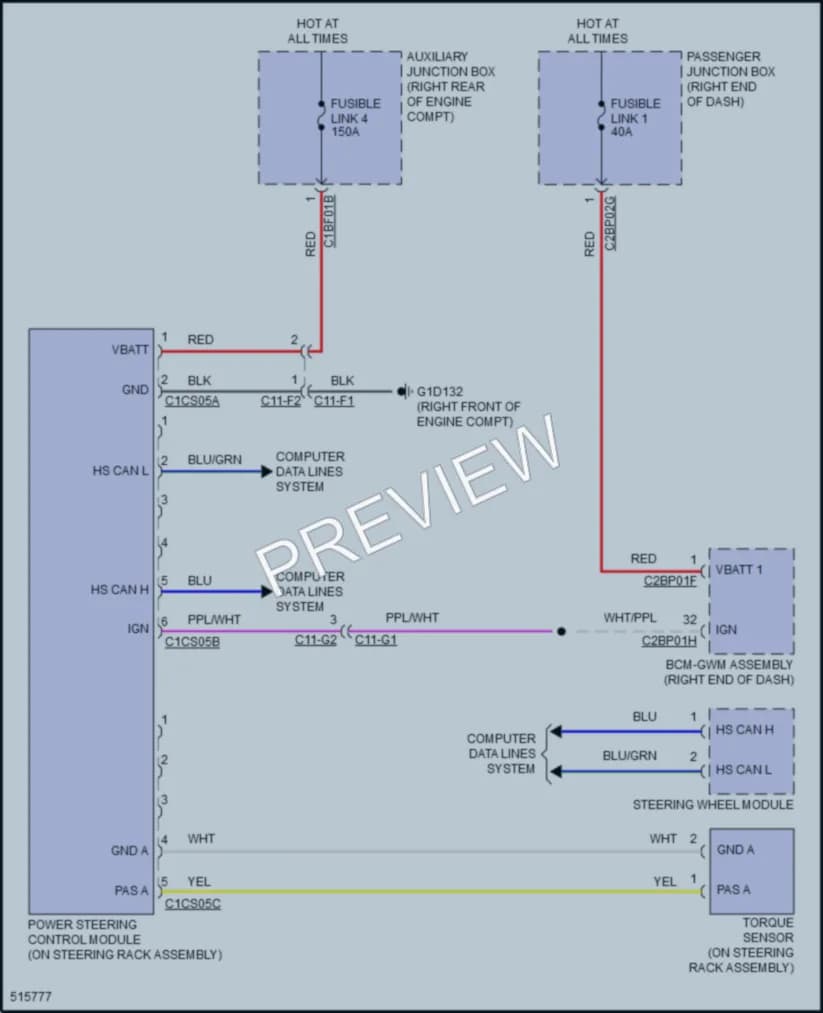 2016 LandRover RangeRoverSport Electronic Power Steering wiring diagram preview