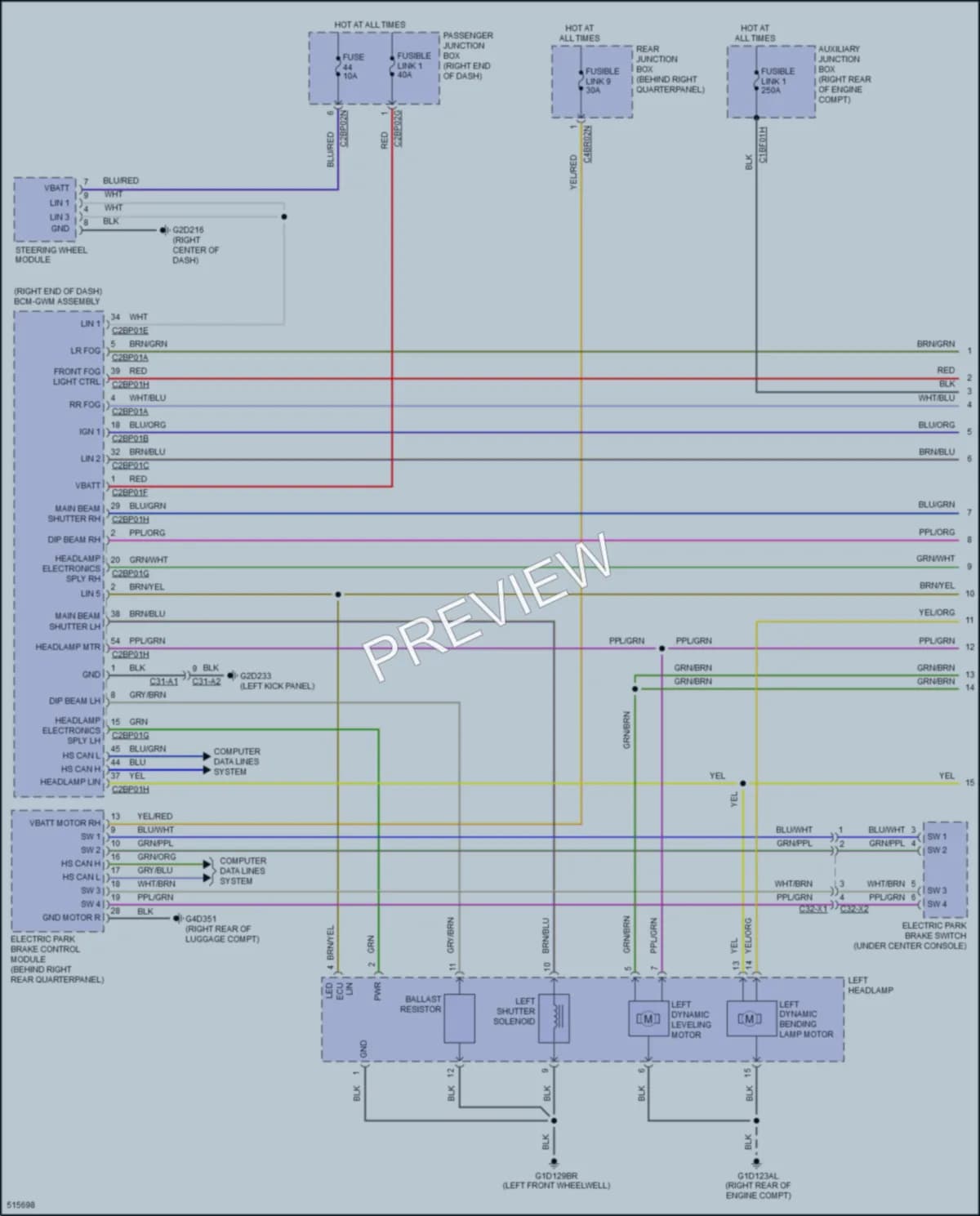 2016 LandRover RangeRoverSport Headlights wiring diagram preview