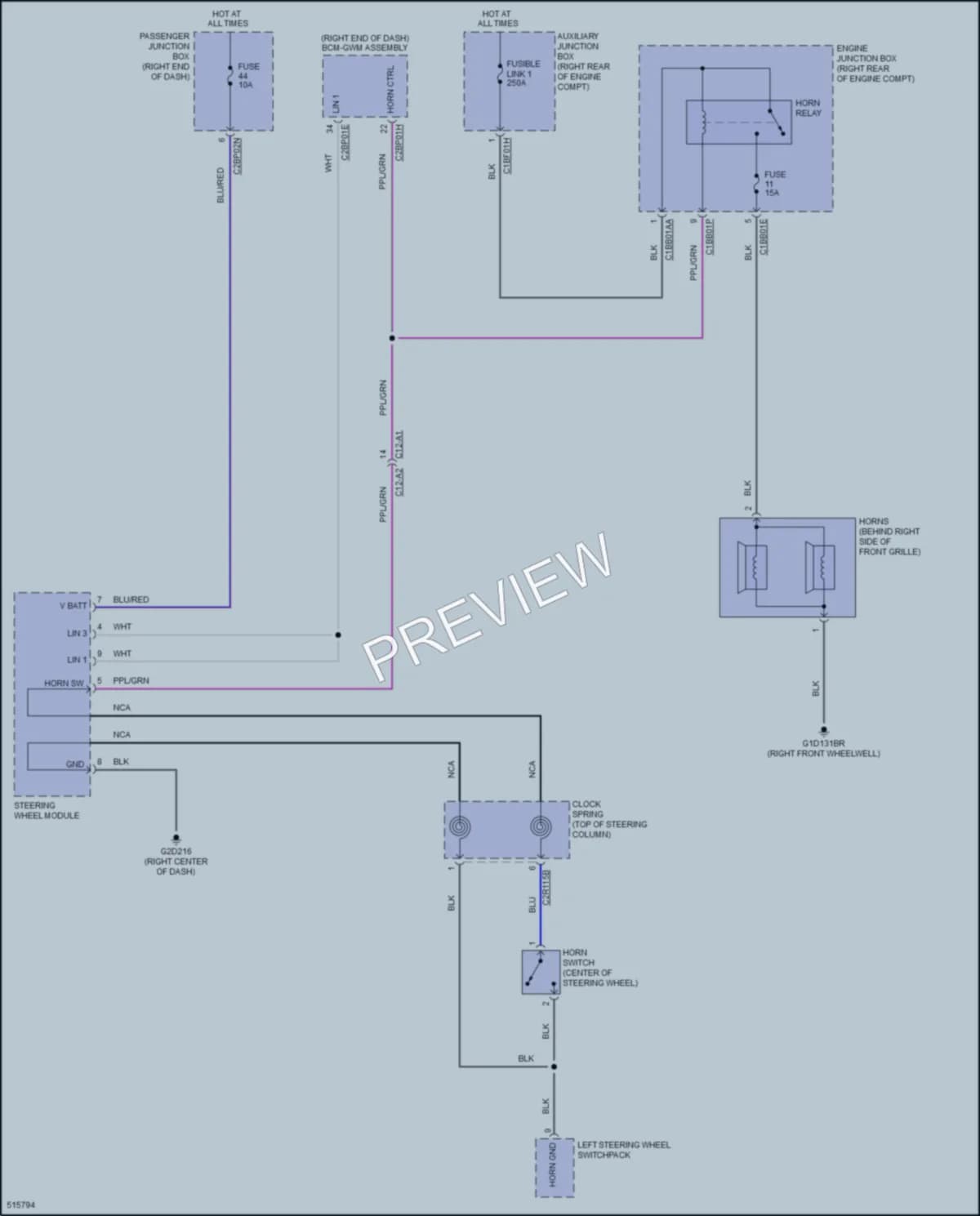 2016 LandRover RangeRoverSport Horn wiring diagram preview