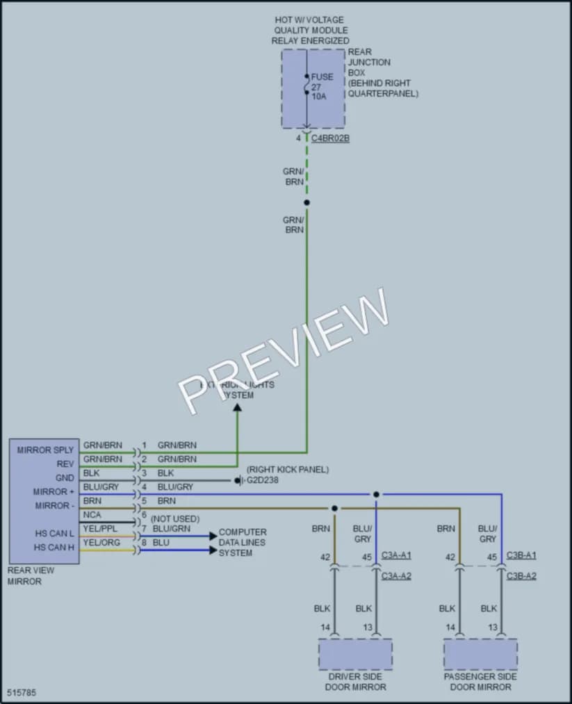 2016 LandRover RangeRoverSport Power Mirrors wiring diagram preview