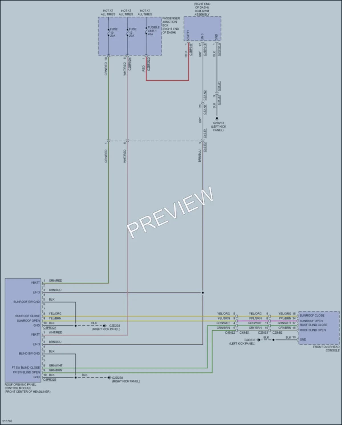 2016 LandRover RangeRoverSport Power Top Sunroof wiring diagram preview