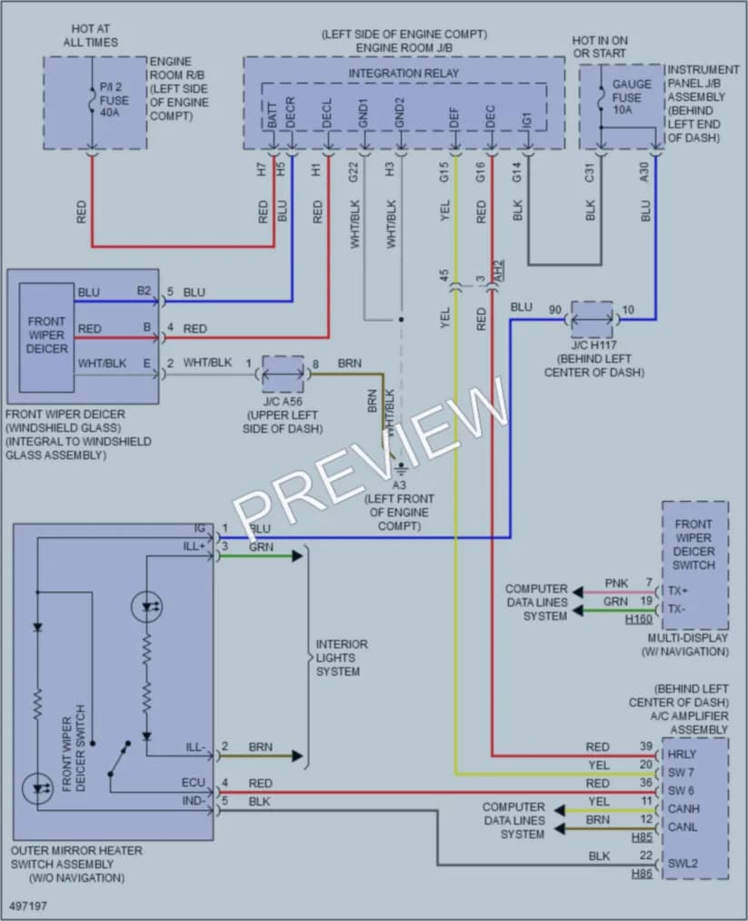 2016 Lexus CT200h Defoggers wiring diagram preview
