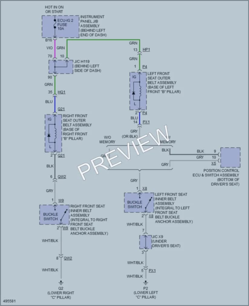 2016 Lexus CT200h Passive Restraints wiring diagram preview