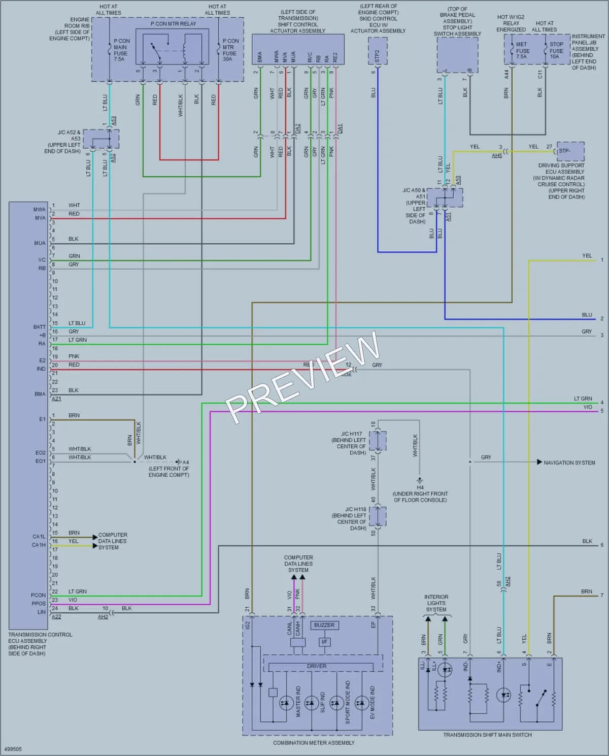 2016 Lexus CT200h Transmission wiring diagram preview