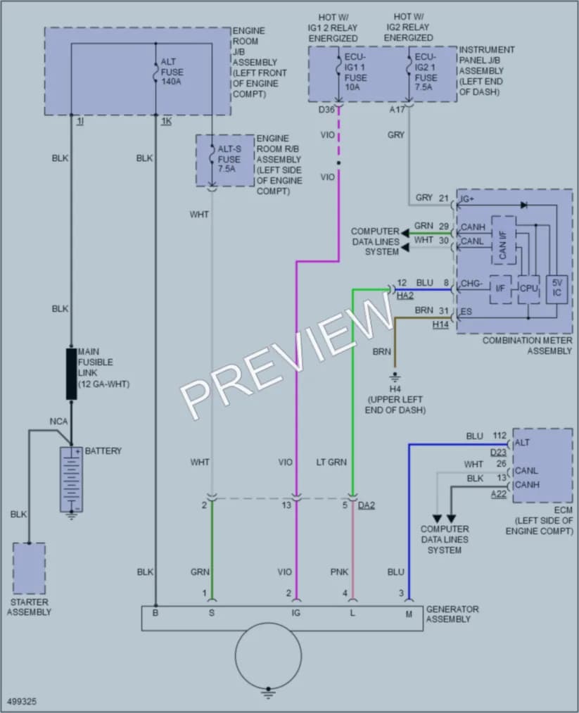 2016 Lexus ES350 Starting Charging wiring diagram preview
