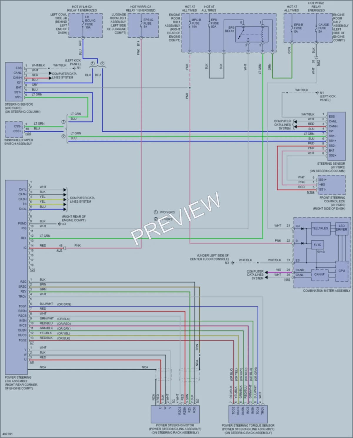 2016 Lexus GS200t Electronic Power Steering wiring diagram preview