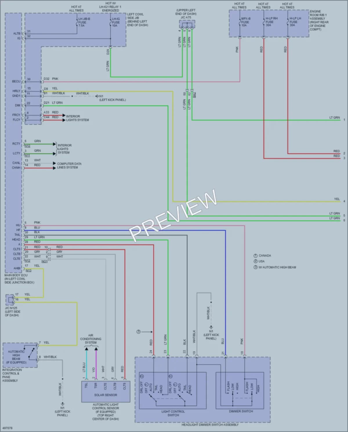 2016 Lexus GS200t Headlights wiring diagram preview