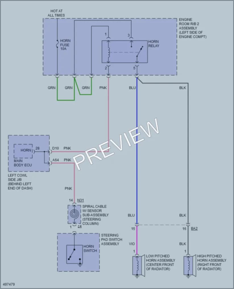 2016 Lexus GS200t Horn wiring diagram preview