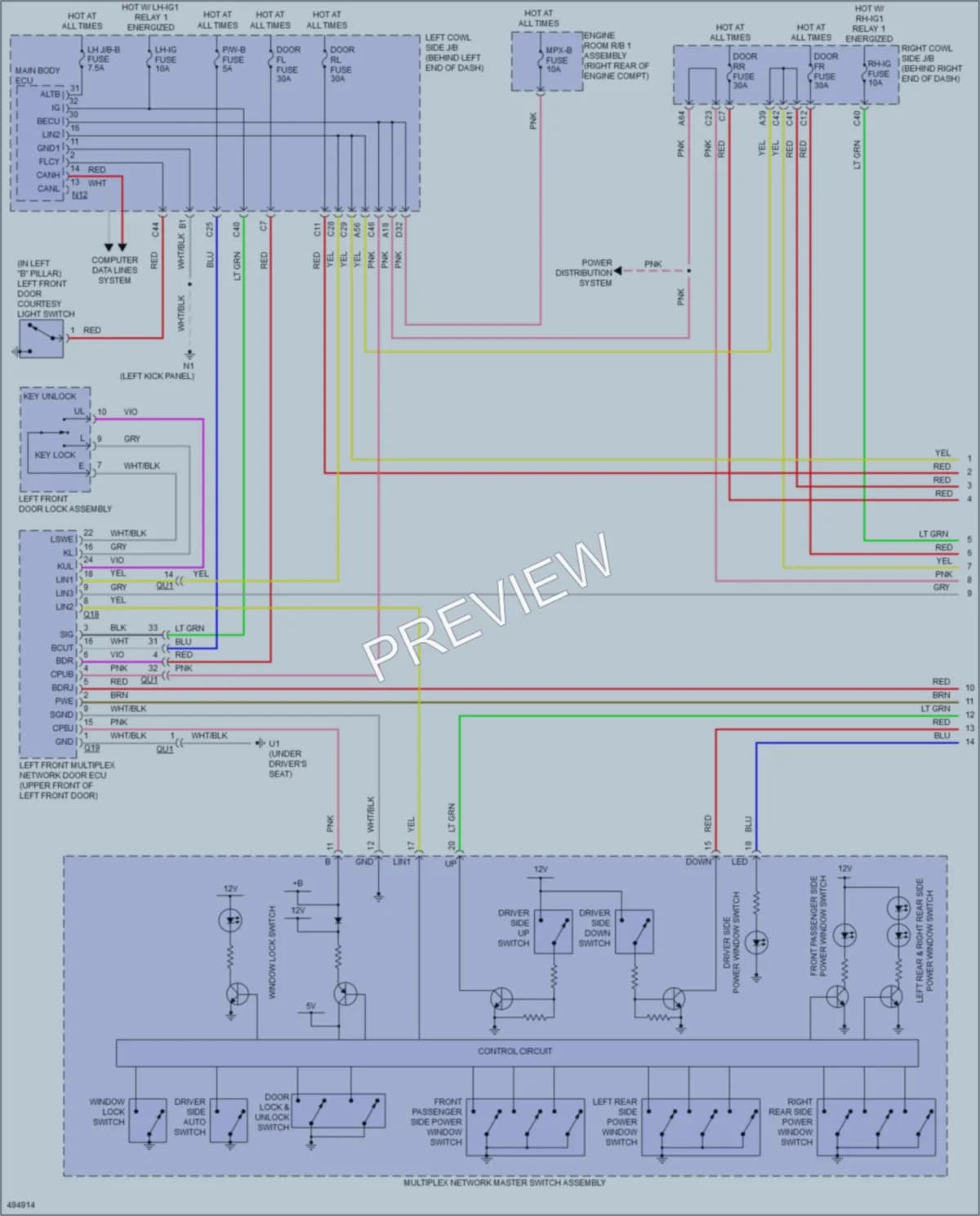 2016 Lexus GS200t Power Windows wiring diagram preview