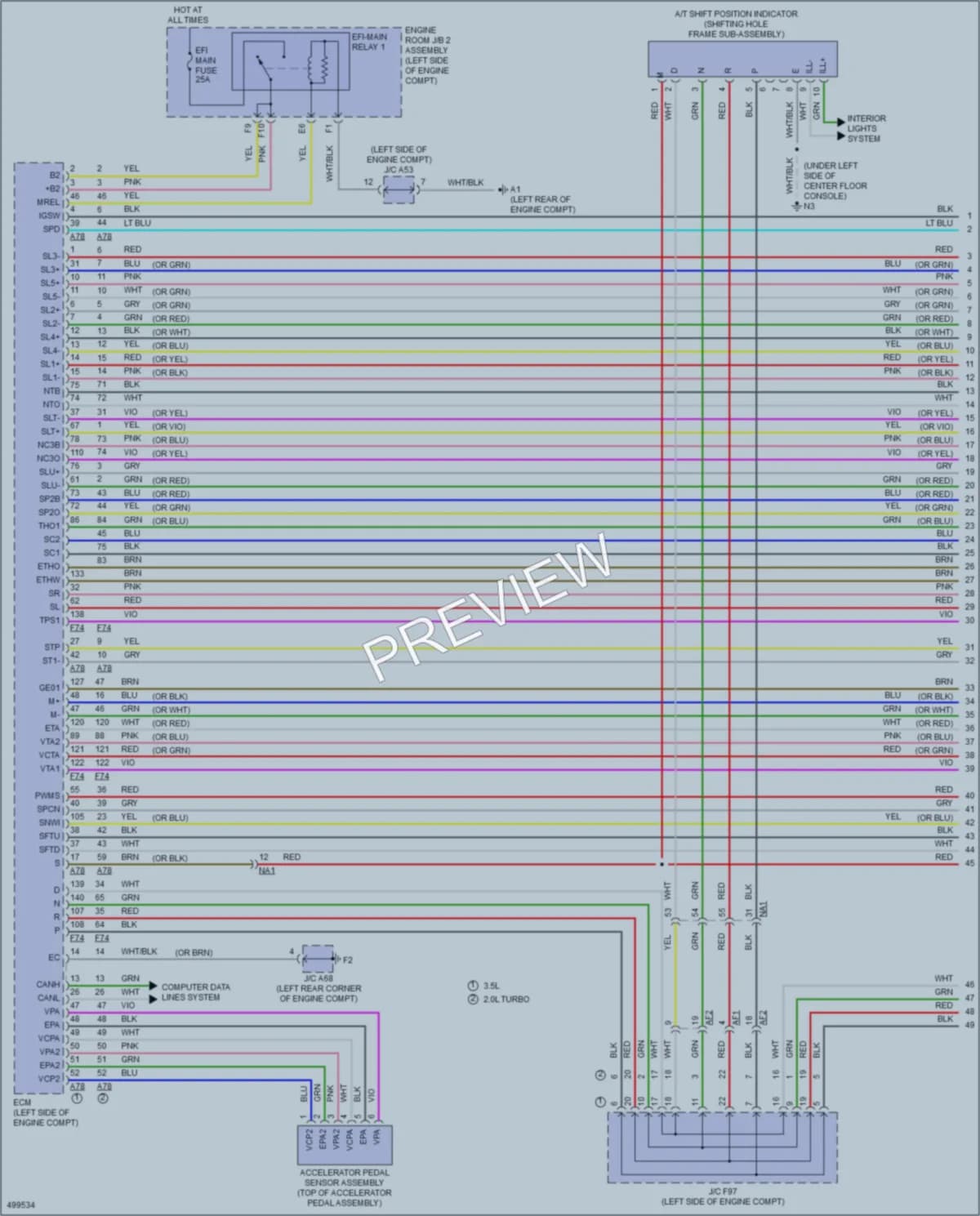 2016 Lexus GS200t Transmission wiring diagram preview