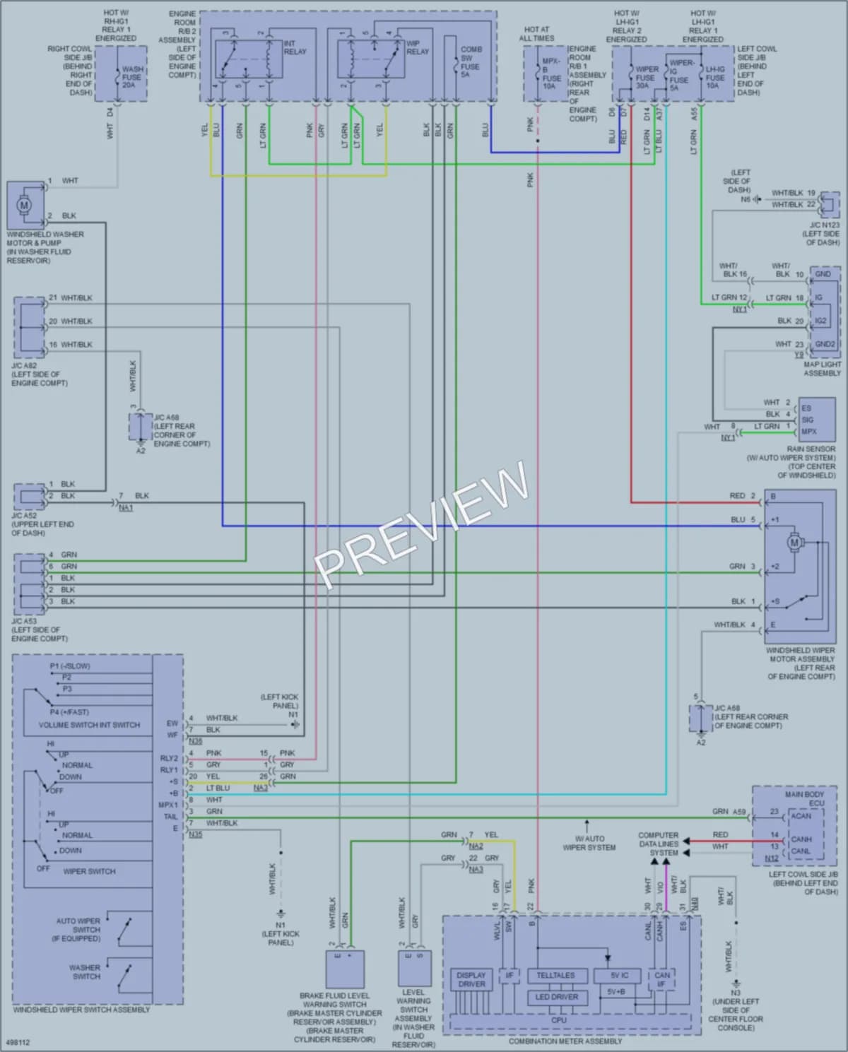 2016 Lexus GS200t Wiper Washer wiring diagram preview
