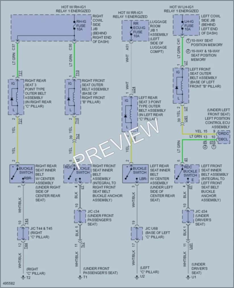 2016 Lexus GS350 Passive Restraints wiring diagram preview