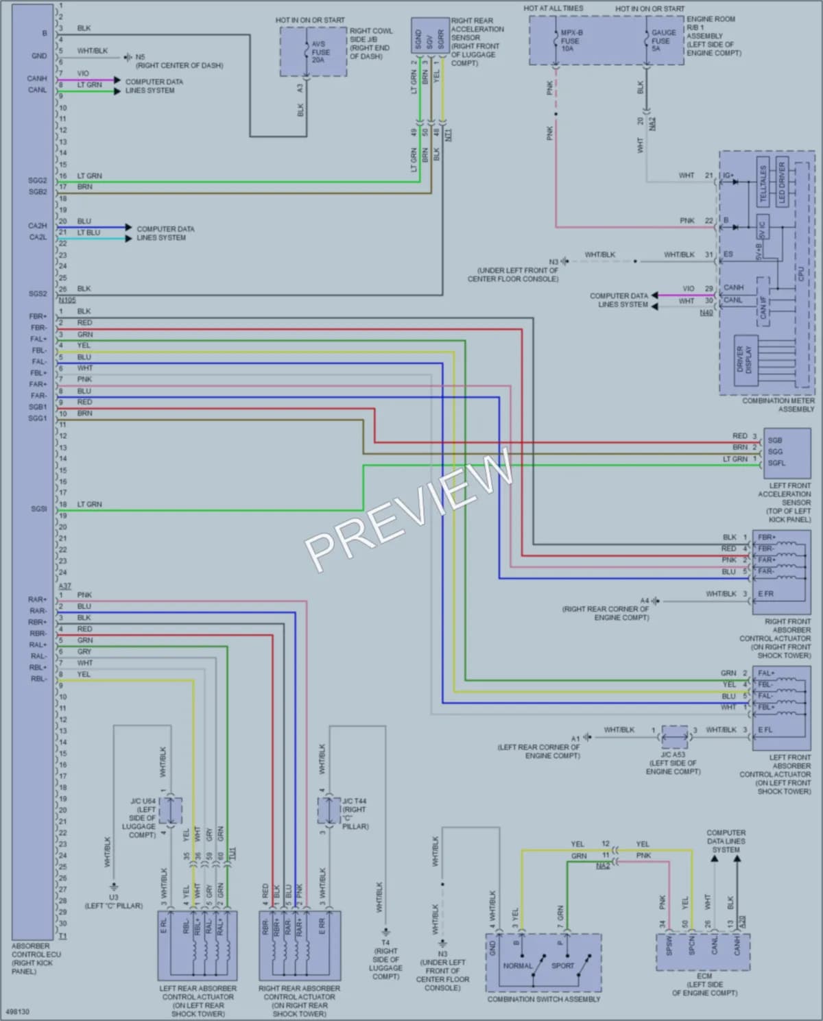 2016 Lexus GS450h Electronic Suspension wiring diagram preview