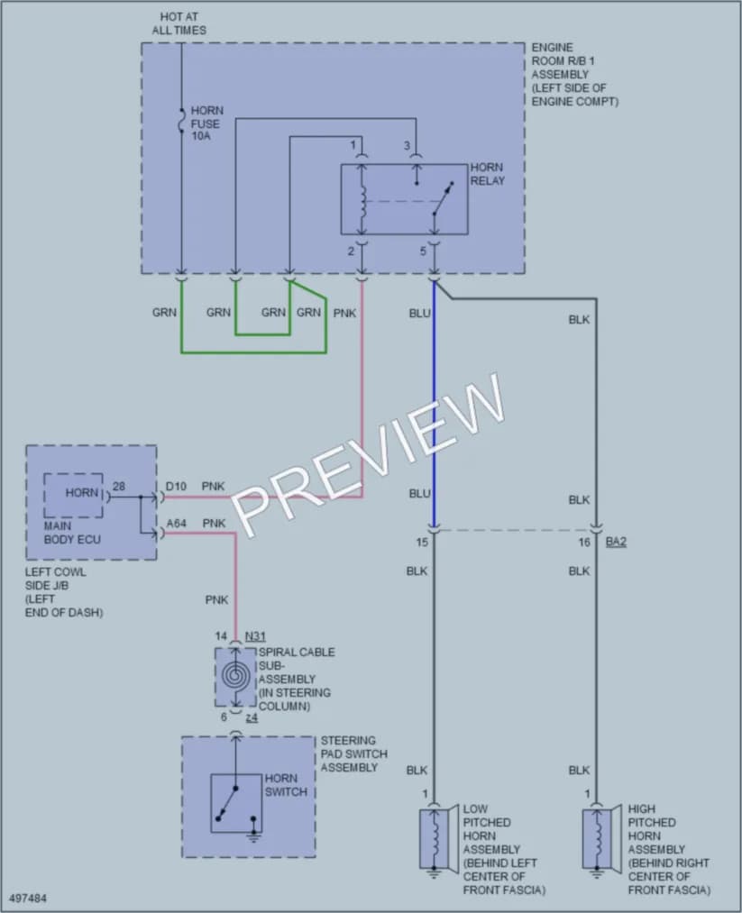 2016 Lexus GS450h Horn wiring diagram preview
