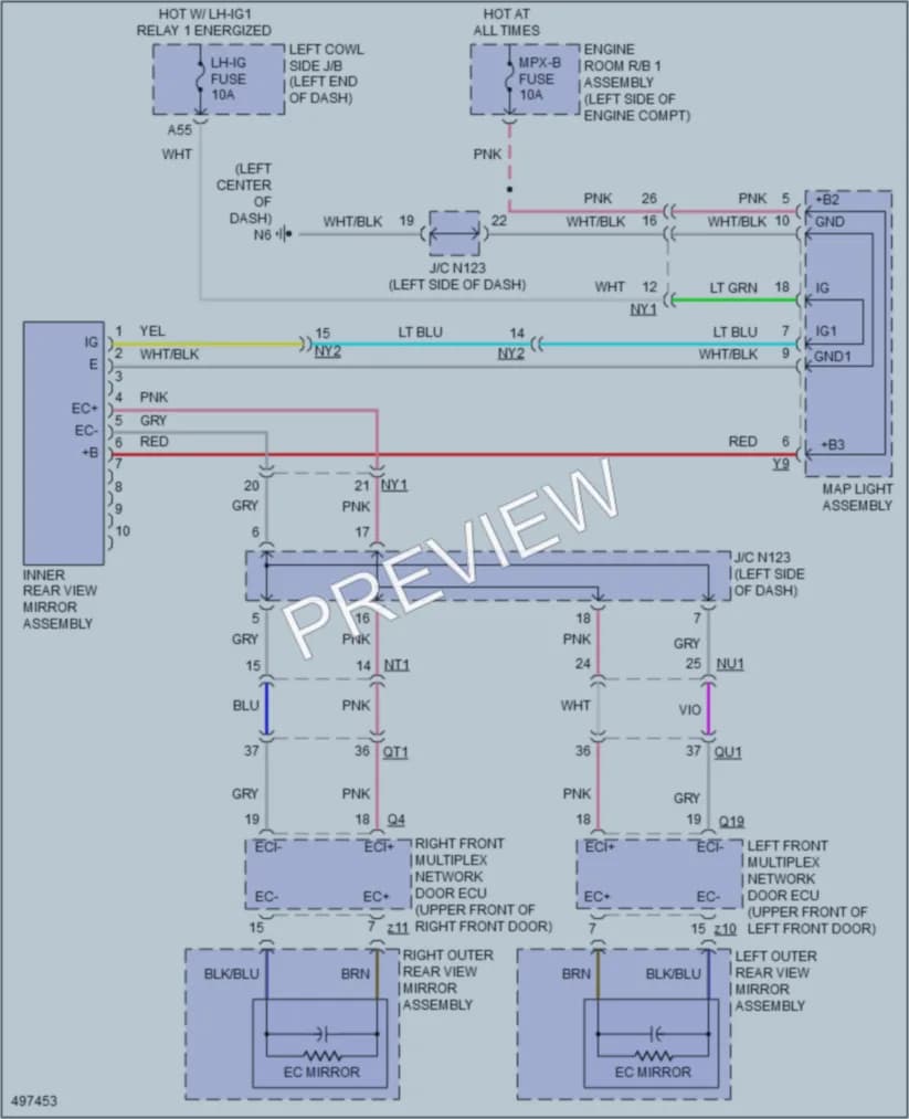 2016 Lexus GS450h Power Mirrors wiring diagram preview