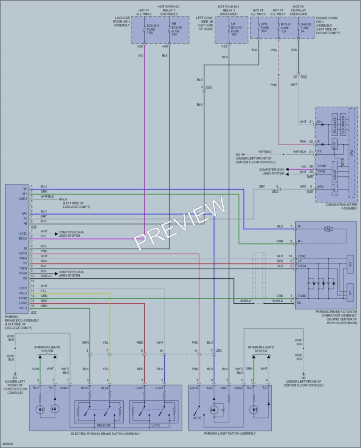 2016 Lexus GS450h Shift Interlock wiring diagram preview