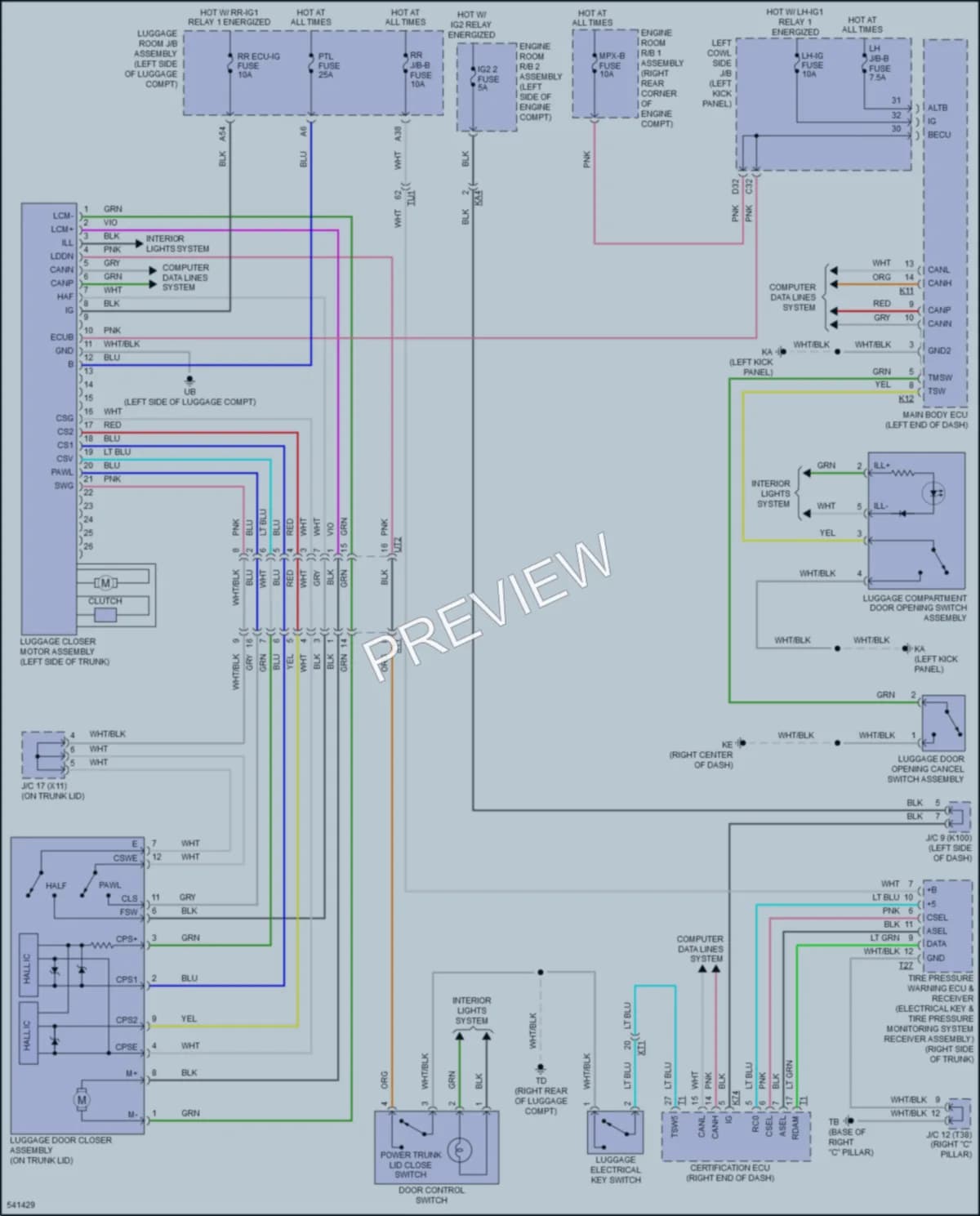 2016 Lexus GSF Trunk Tailgate Fuel Door wiring diagram preview