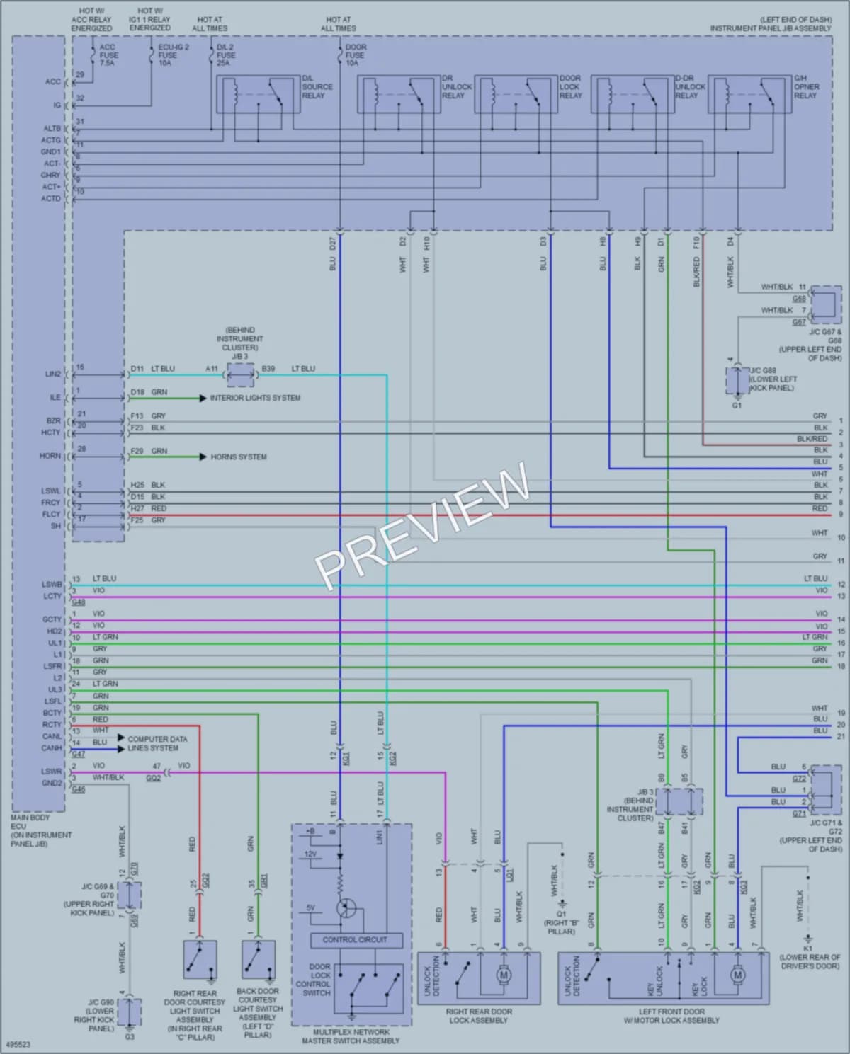 2016 Lexus GX460 Power Door Locks wiring diagram preview
