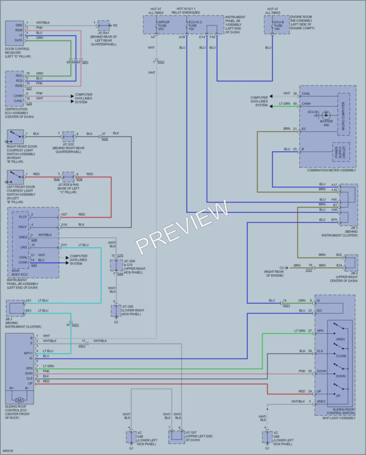2016 Lexus GX460 Power Top Sunroof wiring diagram preview