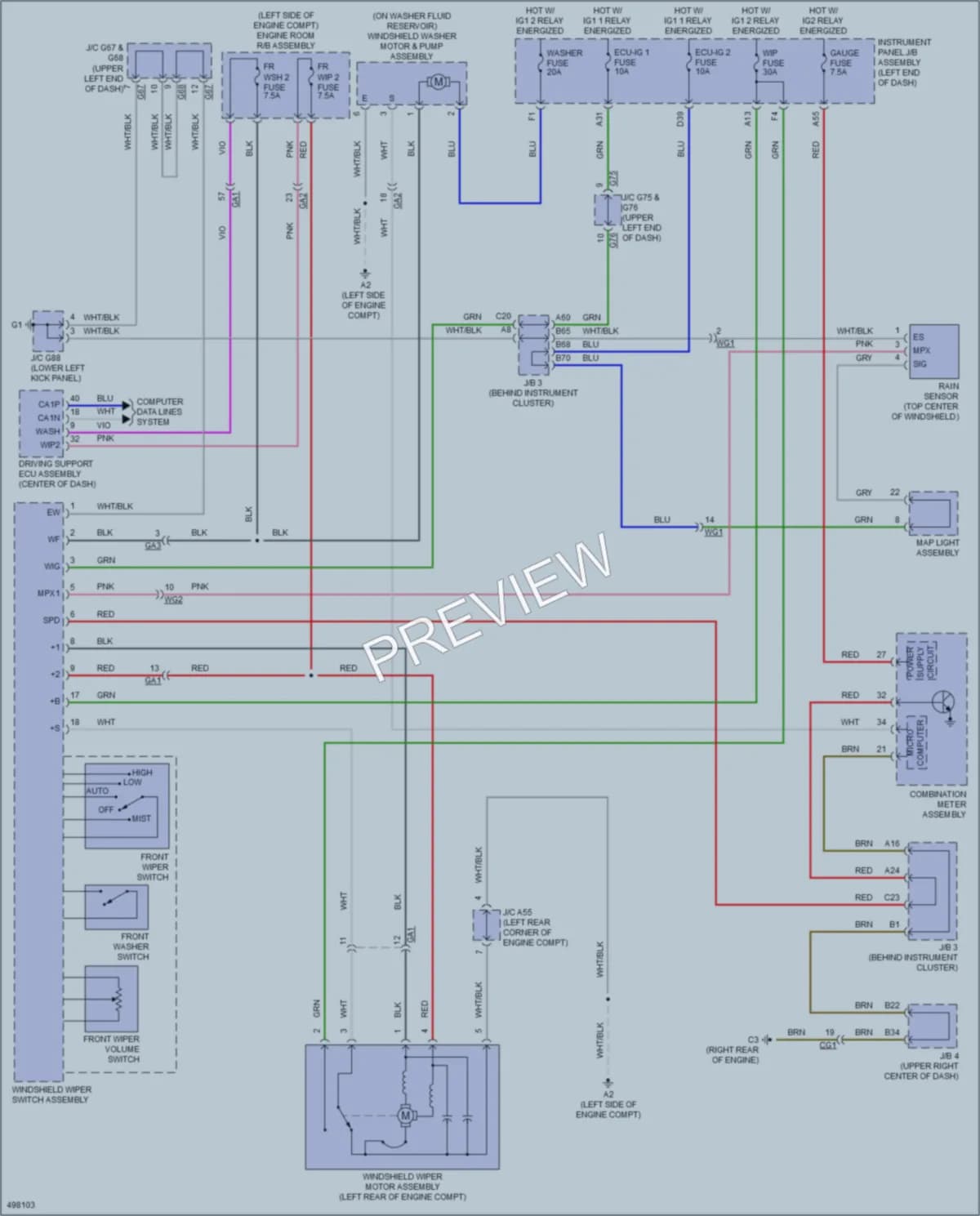 2016 Lexus GX460 Wiper Washer wiring diagram preview
