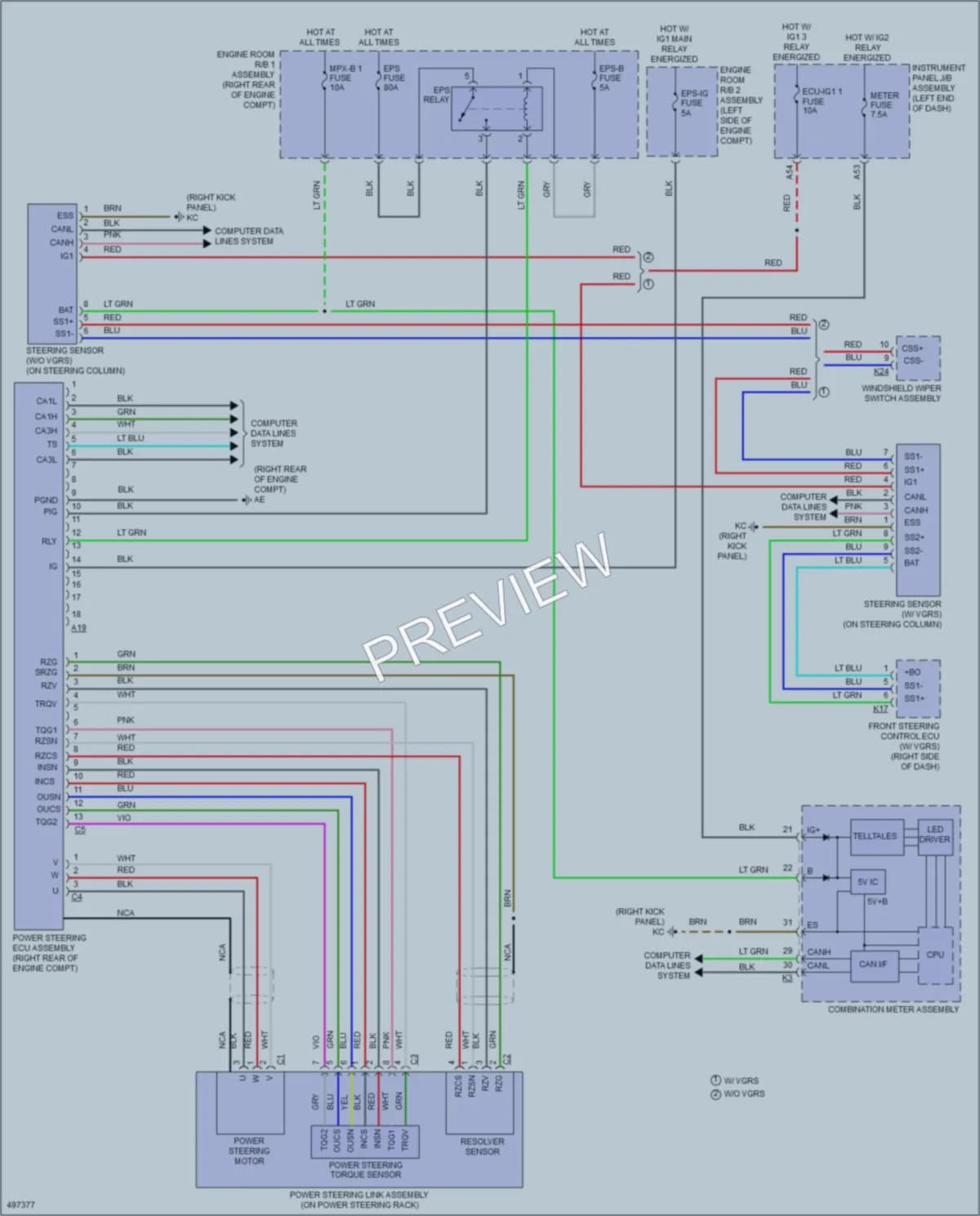 2016 Lexus IS200t Electronic Power Steering wiring diagram preview