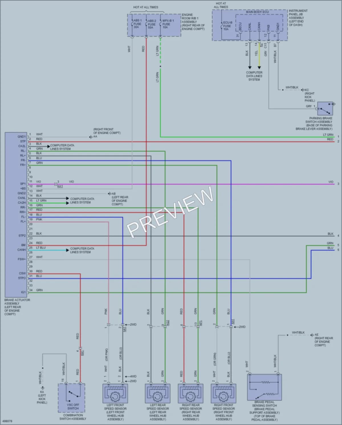 2016 Lexus IS300 Anti Lock Brakes wiring diagram preview