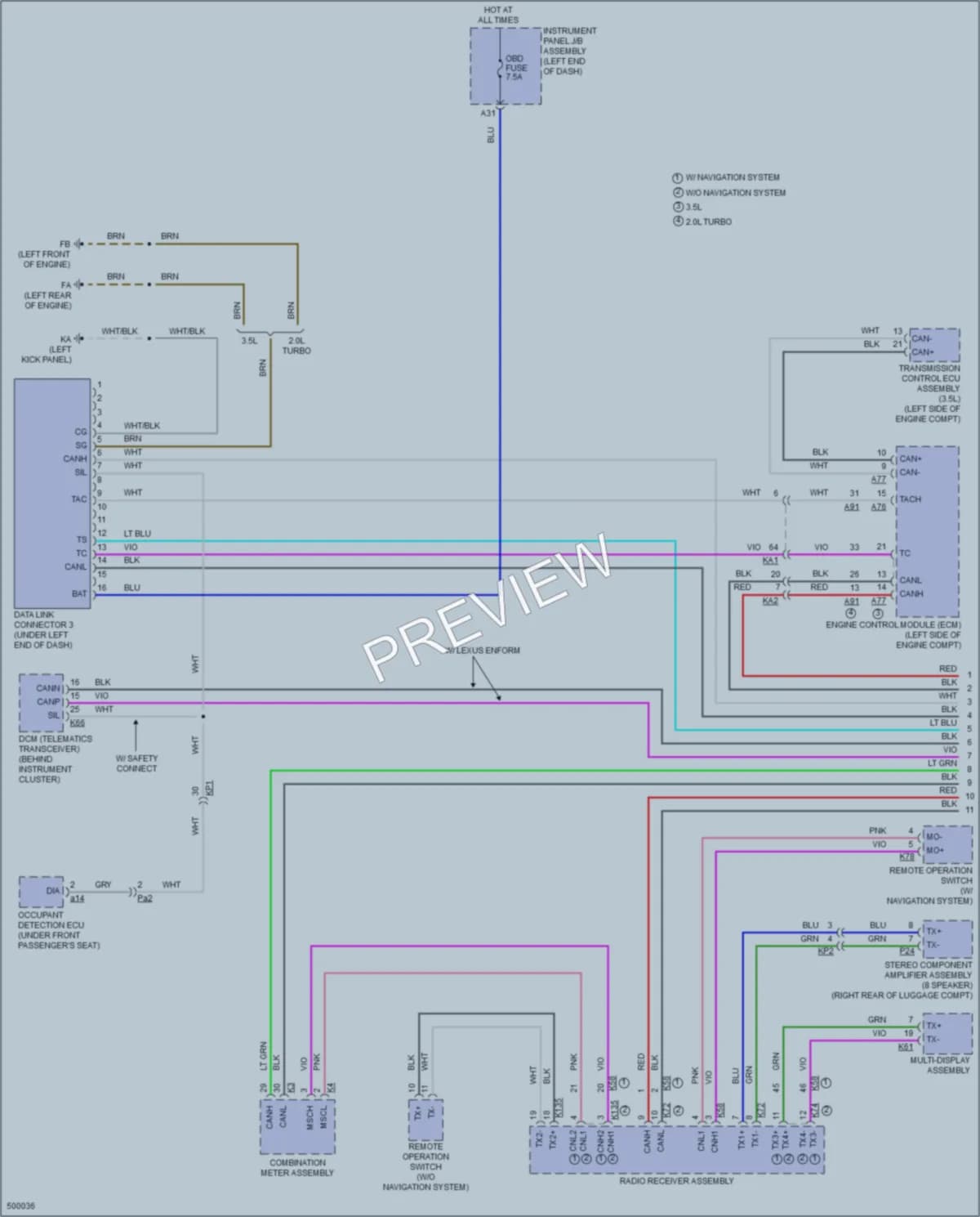 2016 Lexus IS300 Computer Data Lines wiring diagram preview