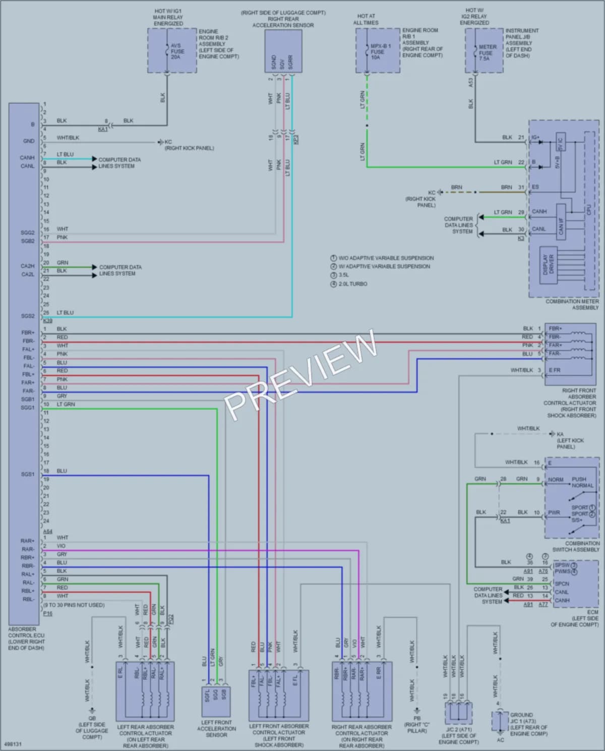 2016 Lexus IS300 Electronic Suspension wiring diagram preview