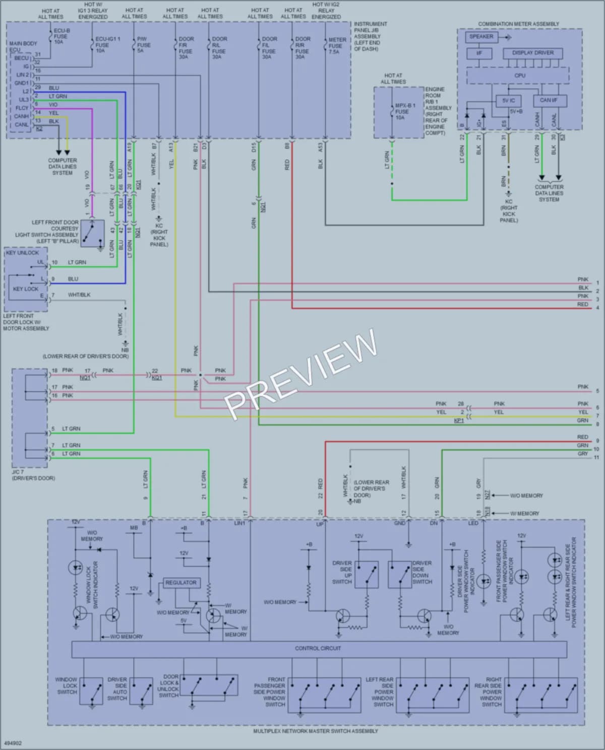 2016 Lexus IS300 Power Windows wiring diagram preview