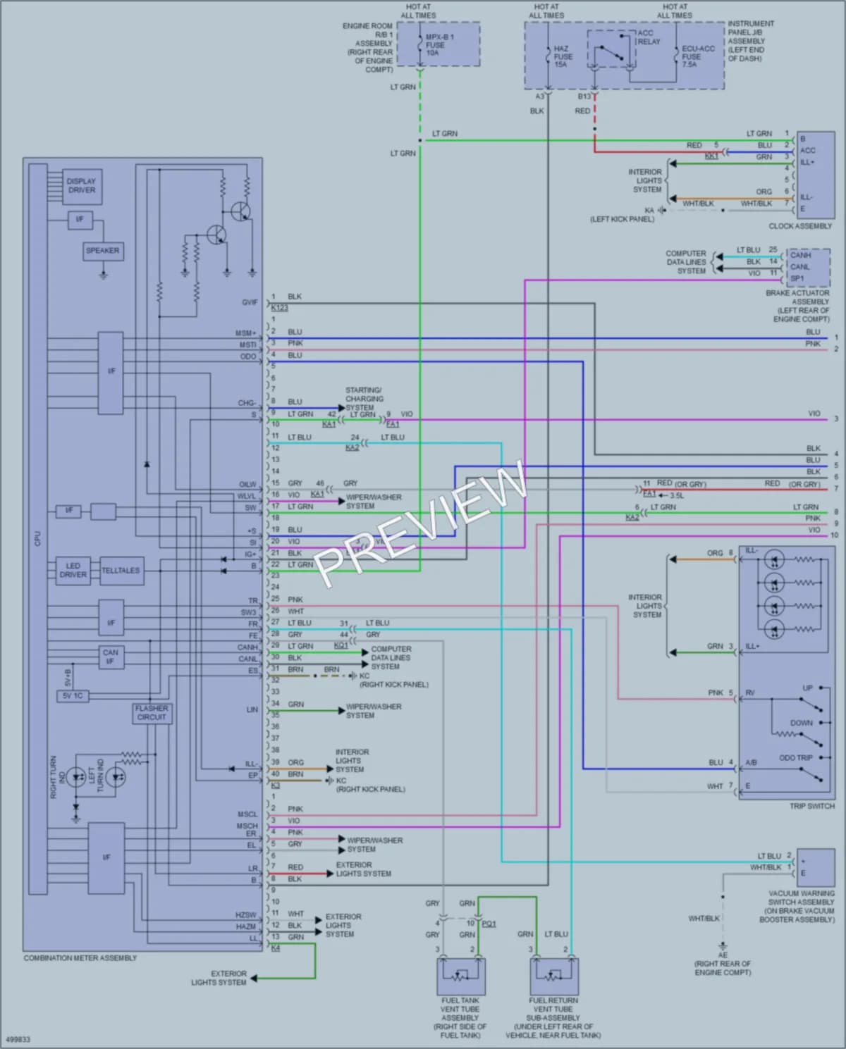 2016 Lexus IS350 Instrument Cluster wiring diagram preview