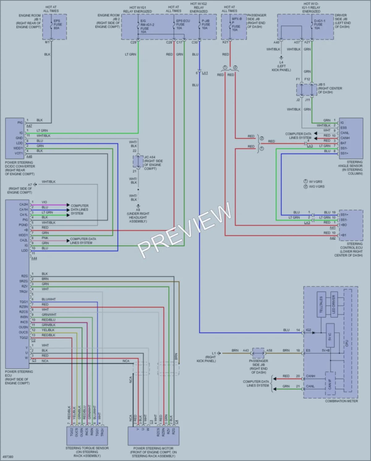 2016 Lexus LS460 Electronic Power Steering wiring diagram preview
