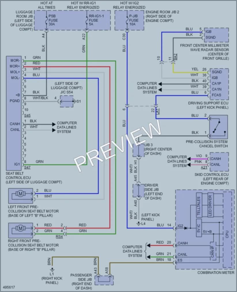 2016 Lexus LS460 Supplemental Restraints wiring diagram preview