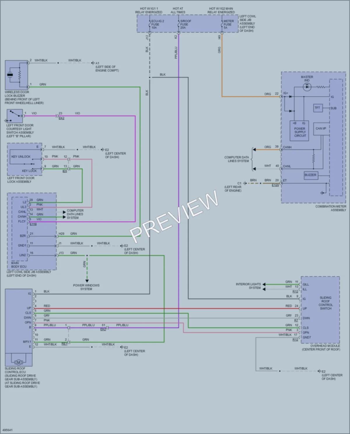 2016 Lexus LX570 Power Top Sunroof wiring diagram preview
