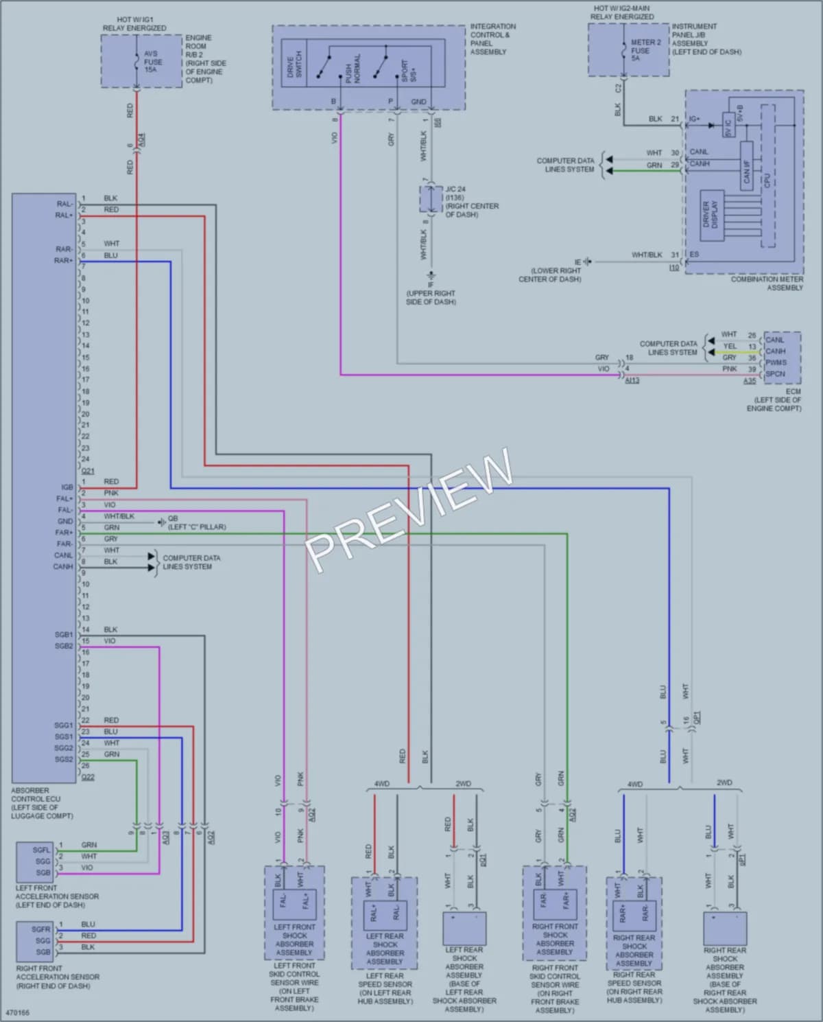 2016 Lexus NX200t Electronic Suspension wiring diagram preview