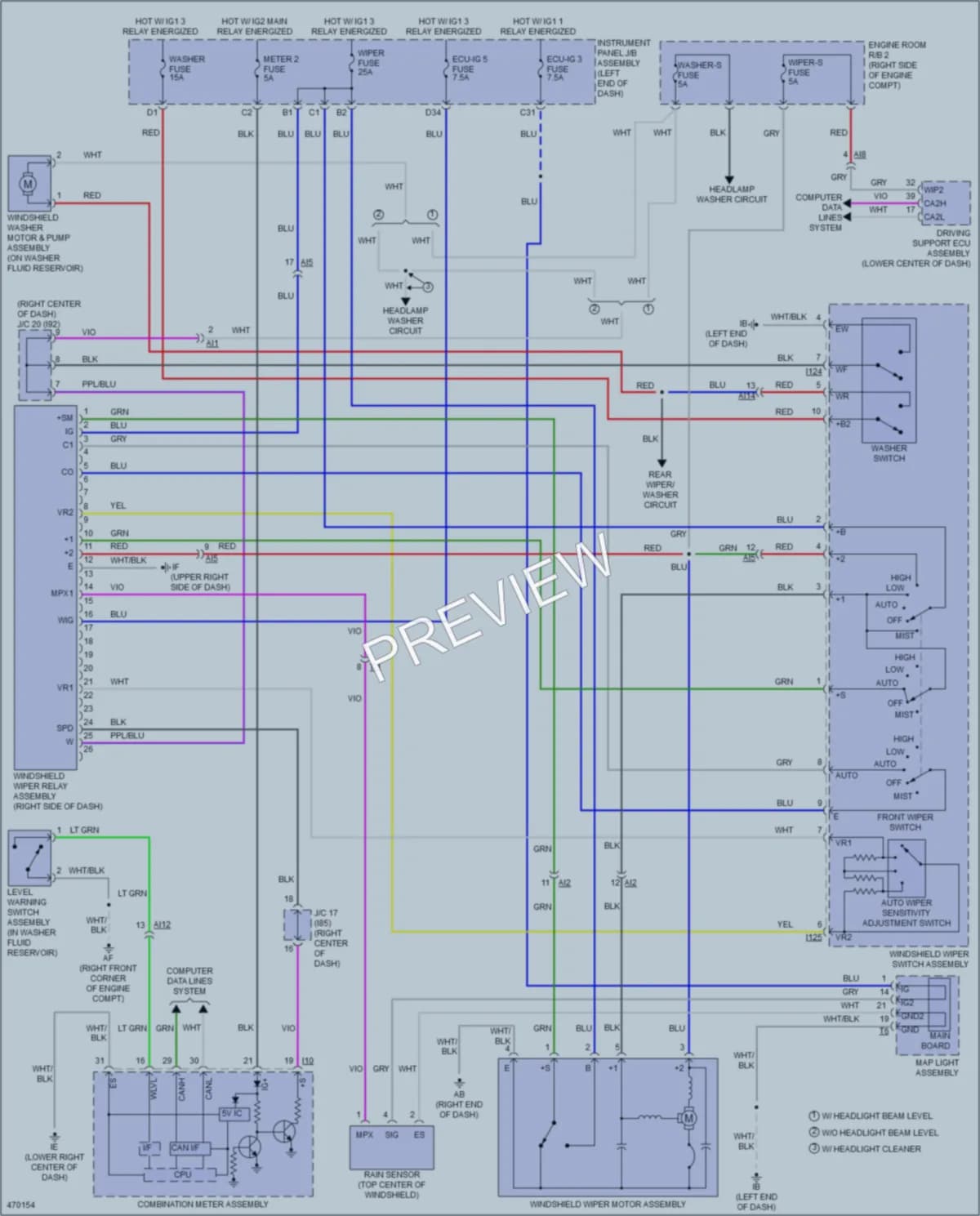 2016 Lexus NX200t Wiper Washer wiring diagram preview